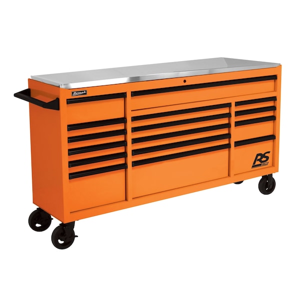 Homak RS Pro 72IN 16drawer bottom with SS Top=Orange OG04072164 - main